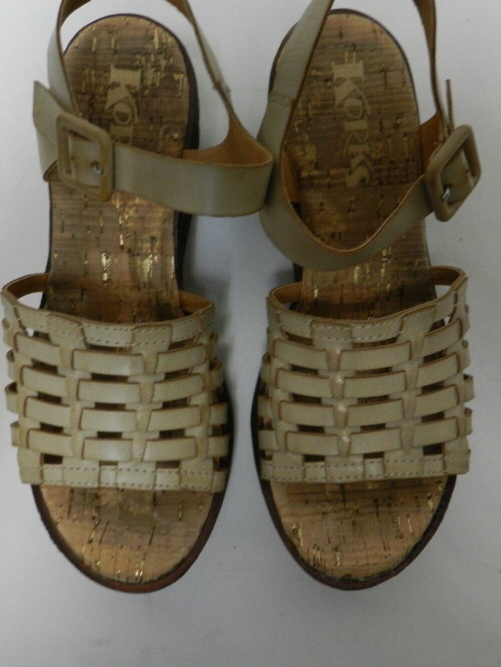 Korks Kork Ease Marley Leather Wedge slingback taupe sandals comfort Size Sz 6 - Picture 13 of 13